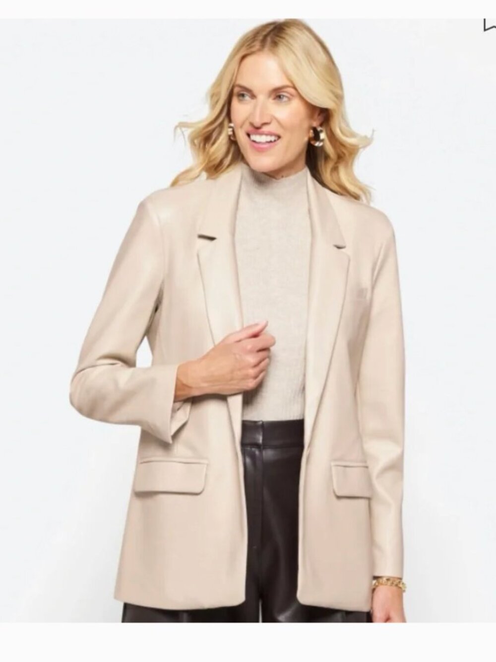 Steve Madden Faux Leather Blazer Tan Neutral Jacket XS